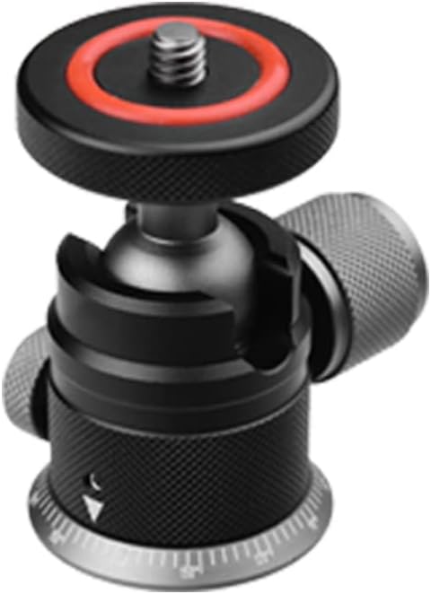 Câmera de câmera Poyinco Cabeça de bola de tripé com adaptador de montagem em HotShoe de 1/4 de 360 ​​graus de alumínio rotativo