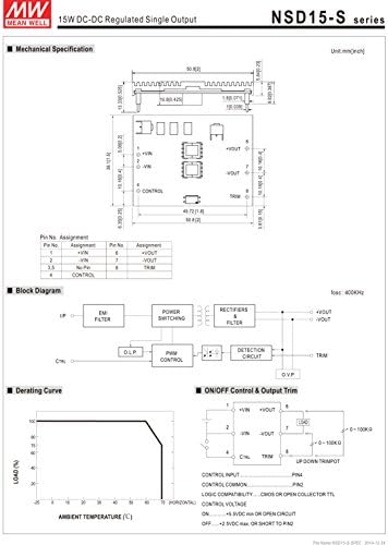 Média bem NSD15-12S12 12V 1,25A 15W DC-DC Regulamentado Sapact DC/DC Converter