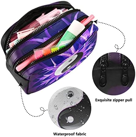 Lótus roxo de glaphy com case de lápis de símbolo Yin Yang, bolsa de lápis de grande capacidade, bolsa de zíper portátil, para a escola