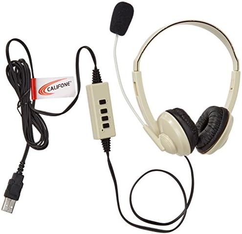 CALORNONE 3064-USB Multimedia estéreo fone de ouvido com microfone, volume em linha e controle de mudo, interruptor On/Off, USB