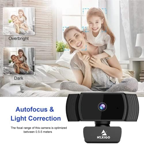 Kits de webcam de foco automático Nexigo 1080p, câmera da Web N930AF HD com capa de microfone e privacidade, controle
