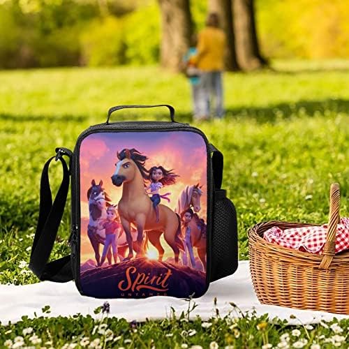 Spirit Riding Lunch Free Tote Saco com alça de ombro Isolada Lunhana de desenho animado Bola refrigeradora de gelo