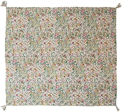 Padrão floral de algodão acolchoado cooperativo criativo, ponto de Kantha e arremesso de cobertor, solteiro, multicolor