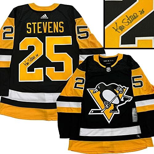 Kevin Stevens assinou o Pittsburgh Penguins Black Adidas Pro Jersey - Jerseys autografadas da NHL