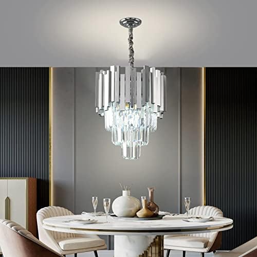 Ahxiaozn Lustre moderno Light Crystal Light, Crystal Teto Light Silver, luminária de teto de cristal K9, lustres para sala