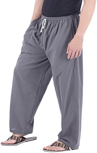 Candyhusky Mens elástica da cintura casual Pijama Jogger Yoga Calça Algodão
