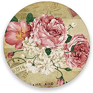 Coaster de bebida floral rosa rosa rosa chique vintage com base de cortiça, montanhas -russas de umidade redonda definidas