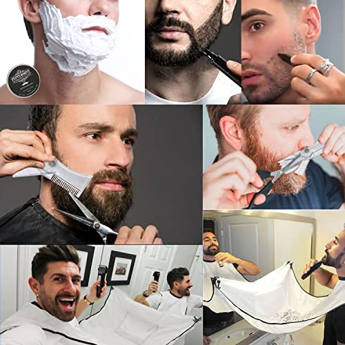 Kit de ferramentas de modelagem de barba - babador de barbear, sabonete de barbear de hortelã -pimenta, ferramenta de modelagem