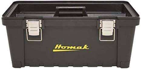 Caixa de ferramentas de plástico HOMAK com travas de metal, 16 polegadas, preto, BK00216001