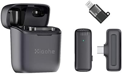 Microfone Lavalier sem fio Xiaohe para telefone USB-C com caixa de carregamento, plug & play 2,4 GHz Miccast Miccast para gravação