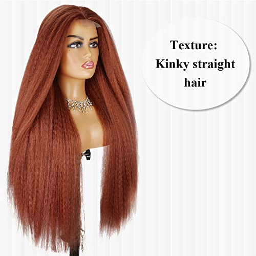 Copper Red Red Wig Straight peruca longa peruca vermelha natural peruca de cabelo afro para mulheres negras 32 polegadas de comprimento