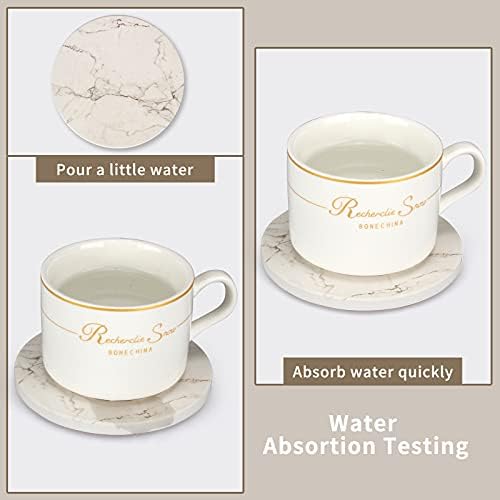 6 PCs montanha -russa de mármore branco com o suporte melhor montanhas -russas absorventes Drink Coasters Coasters