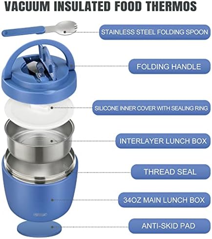 Sopa térmica para alimentos quentes adultos de 32 onças de almoço de almoço largo alimento quente jar jar