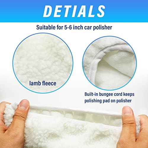 BONSICOKY 6 PCS Polishing Polishing Bonnet Buffing Pad Pad Lambe Buffing Pad Pad Tampa para Polho de Carro 5 - 6, White