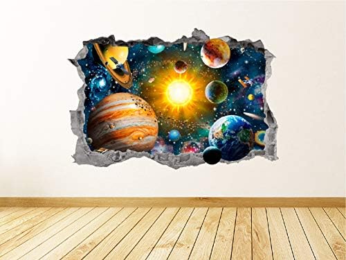Arte do decalque de parede do sistema solar Smashed 3D Graphic Scony Planets Startador de parede Mural Poster Kids Room