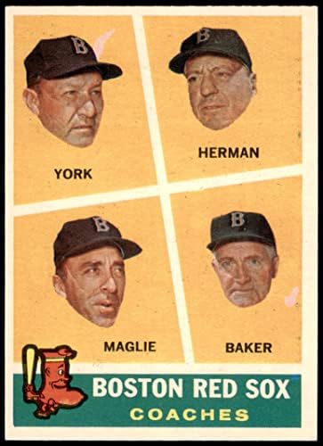 1960 TOPPS 456 RED SOX Treinadores Rudy York/Billy Herman/Sal Maglie/Del Baker Boston Red Sox NM Red Sox