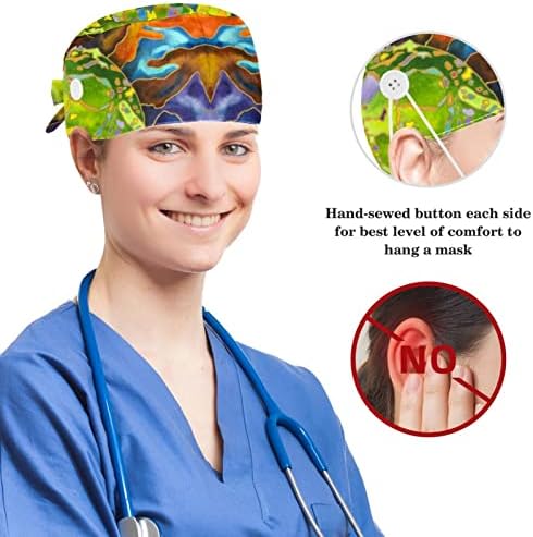 Caps médicos Capinho de trabalho ajustável com botões e cabelos arqueados A jacaré de animais de pintura de arte arco