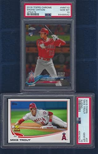 PSA 10 Shohei Ohtani Topps Chrome Update Rookie e Mike Trout All Star Rookie Cup 27 Sua camisa número 2 Lot de cartão PSA