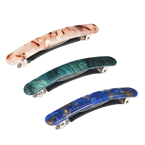 3pcs cabelos barrette para mulheres, cabelo francês barrette tartoise shell clipes automáticos para cabelos grossos de volume