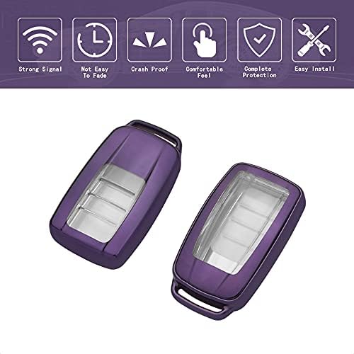 Tangsen Smart Key FOB CASO FOB PURPLO TPU TAPE COMPATÍVEL COM ACURA ILX MDX RDX RLX TLX 2 3 4 4 BOTOLE