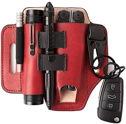 Gentlestache Leather Multitool bainha para cinto, organizador de correia EDC, bolsa multitool, coldre de EDC com suporte de caneta