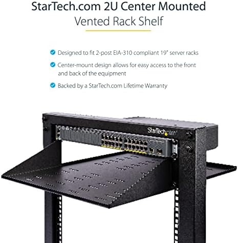 Startech.com 2U Servidor Plataforma de rack, Center Monthed Universal Ventado RackMount Cantilever Bandeja para 19