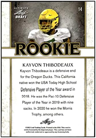 KAYVON THIBODEAUX RC 2022 DRAFT Ultimate Draft 13/25 Spectrum Rookie 14 NY Giants NM+ -MT+ NFL Football