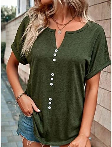 AMIKADOM BLOUS PLUSL para meninas adolescentes de verão Summer outono de manga curta vneck blusa camisa de mulheres abotoar roupas