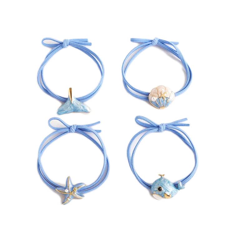 Summer Hair Trey Beach Ponytailel Shell Starfish Hair corda Banda de cabelo Ocean Rings Tie BW19