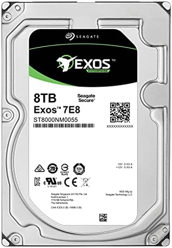 Seagate EXOS 7E8 8TB Capacidade corporativa HDD - 7200 rpm, cache de 256 MB, interface SATA III 6 GB/S, disco rígido interno de 3,5