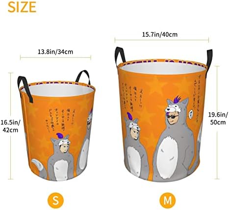 Anime Banana Fish Circular Hortable Dobrável Cesta de lavanderia à prova d'água Lavanderia Bin Storage Bin com alça durável pequena