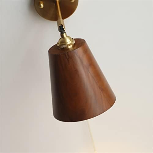 Zhuhw Pull Chain Wall Lamp ao lado de cobre, quarto ajustável, banheiro espelho espelho escada leve led com argola de