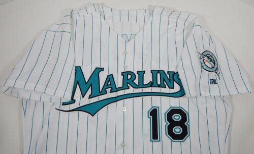 2000 Florida Marlins Mark Smith 18 Jogo emitiu White Jersey DP07059 - Jerseys MLB usada para jogo MLB