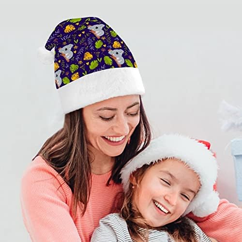 Koala no eucalipto chapéu de natal engraçado Papai Noel Hats Plexh Short com punhos brancos para suprimentos de decoração