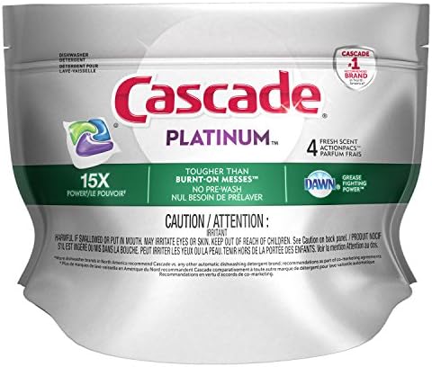 Cascade Platinum ActionPacs Detergente da máquina de lavar louça, fresco, 4 contagem