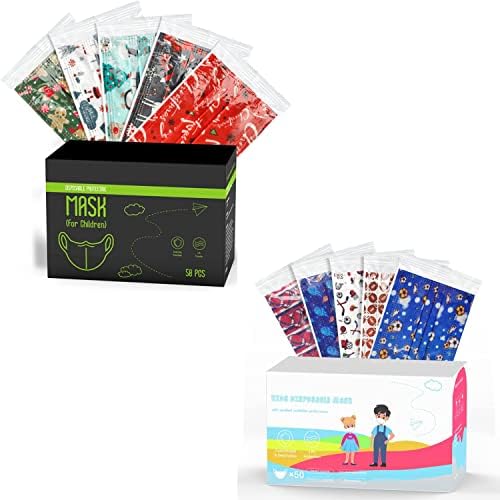 Hyegiir 50 pacote de natal pacote de máscaras embrulhadas individualmente - crianças 50 bolas variadas respiráveis ​​respiráveis ​​em