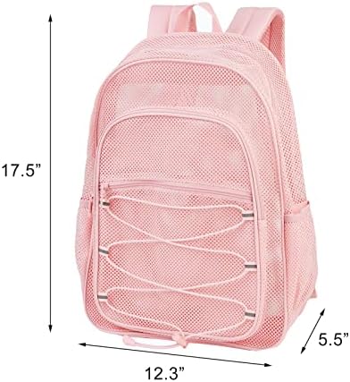 Mochila de malha pesada de Covax, veja através da mochila de malha da faculdade, bookbag de malha semi-transparente com bungee