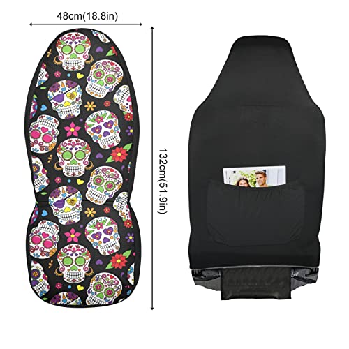 Alaza Day of the Dead Sugar Skull Halloween Capas de assento de carro da frente apenas para homens Cascas de assento de homens