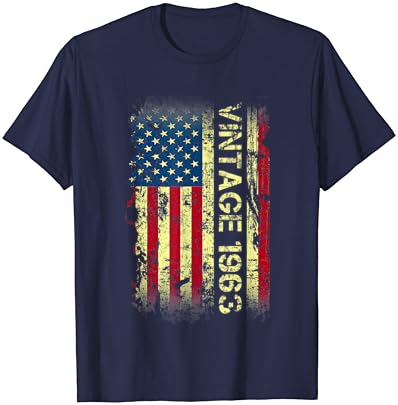 Presentes de 60 anos Vintage 1963 American Flag 60th Aniversário T-shirt