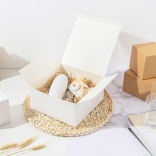 Caixas de presente de Eupako White 8x8x4 10 pacote, caixas de presente de papel kraft com tampas para presentes de proposta