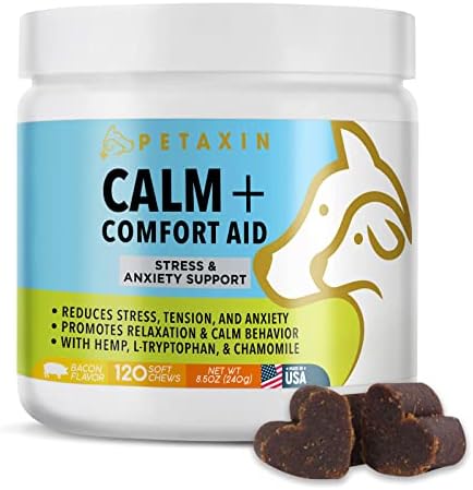 Probióticos de petaxina para cães 120 mastigações, guloseimas calmantes para cães - alívio de ansiedade e estresse