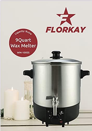 Florkay Melter de cera para fabricação de velas, derretimento de cera mais quente com bico fácil e controle de temperatura,