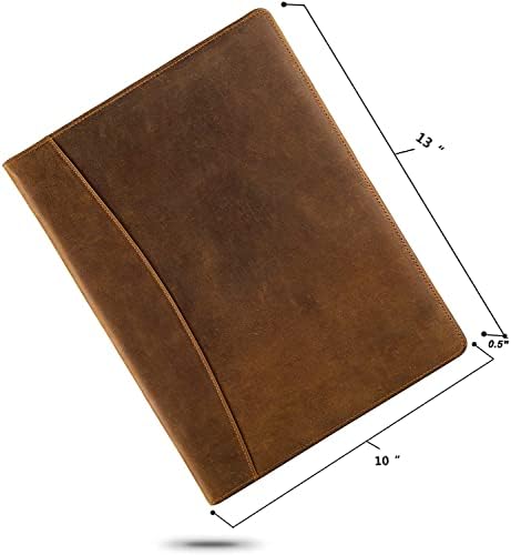 Luxffel Leather portfólio Organizador Padfolio, pasta de currículo Fólio de documentos elegante para plataforma de escrita em