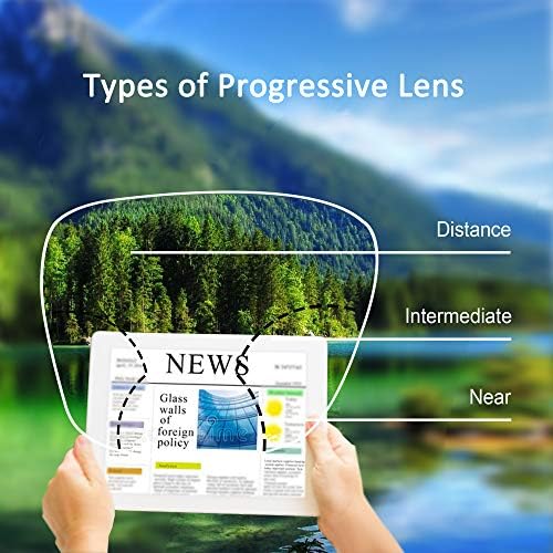 Yein Progressive Multifocus Reading Glasses, Spring Teld Blue Blocking Glasses para homens, sem leitores multifocais de