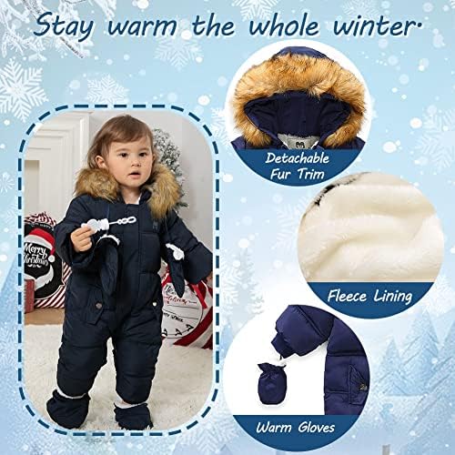 Xifamniy bebê snowsuit de inverno macacão touca de roupas com capuz de capuz ……