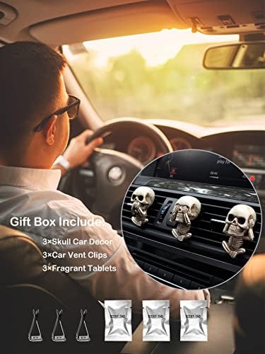 Giftset Skull Car Sofleners Air Scowners Clipes Difusores, Difusor de aromaterapia para carros de decoração de esqueleto, Acessórios