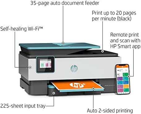 HP OfficeJet Pro 8028E All-in-One sem fio a jato de tinta, cópia impressa fax para uso em casa, 20 ppm, duplex automático, 2,7