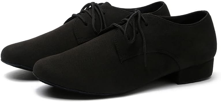 Sapatos de dança latina de dança masculina de microfibra preta de couro de microfibra preta Sapatos de personagem de salsa de