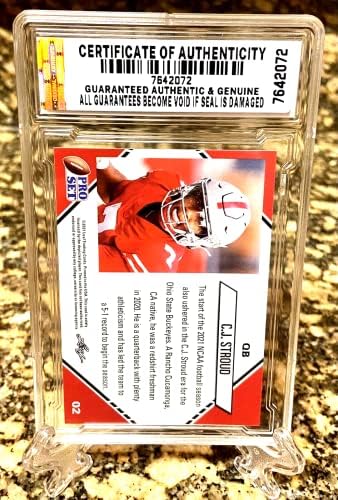 C.J. Stroud 2021 LEAF PRO SET GRADUIDO GEM MINTE 10 CARTO ROOKIE LTD “RED” LTD! COA!