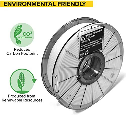 Filamento da impressora 3D estocemágico, PLA, 1,75 mm, 1 kg, altamente preciso +/- 0,05 mm, para impressoras FDM ou canetas 3D [branco]